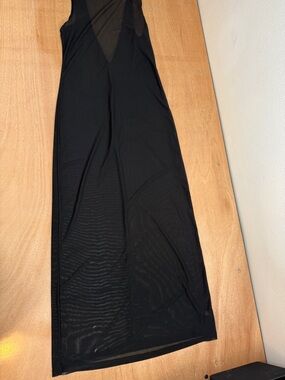 American Apparel Black Sheer V-Neck Maxi Dress